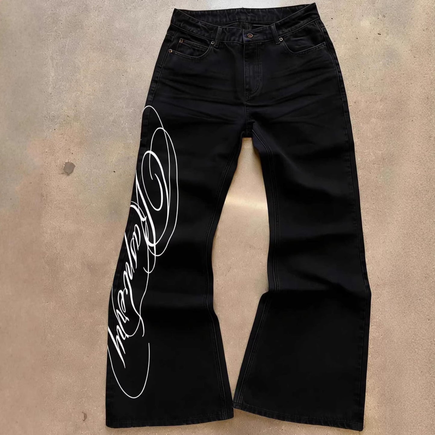 Letter print jeans y2k Harajuku fashion punk street floor pants