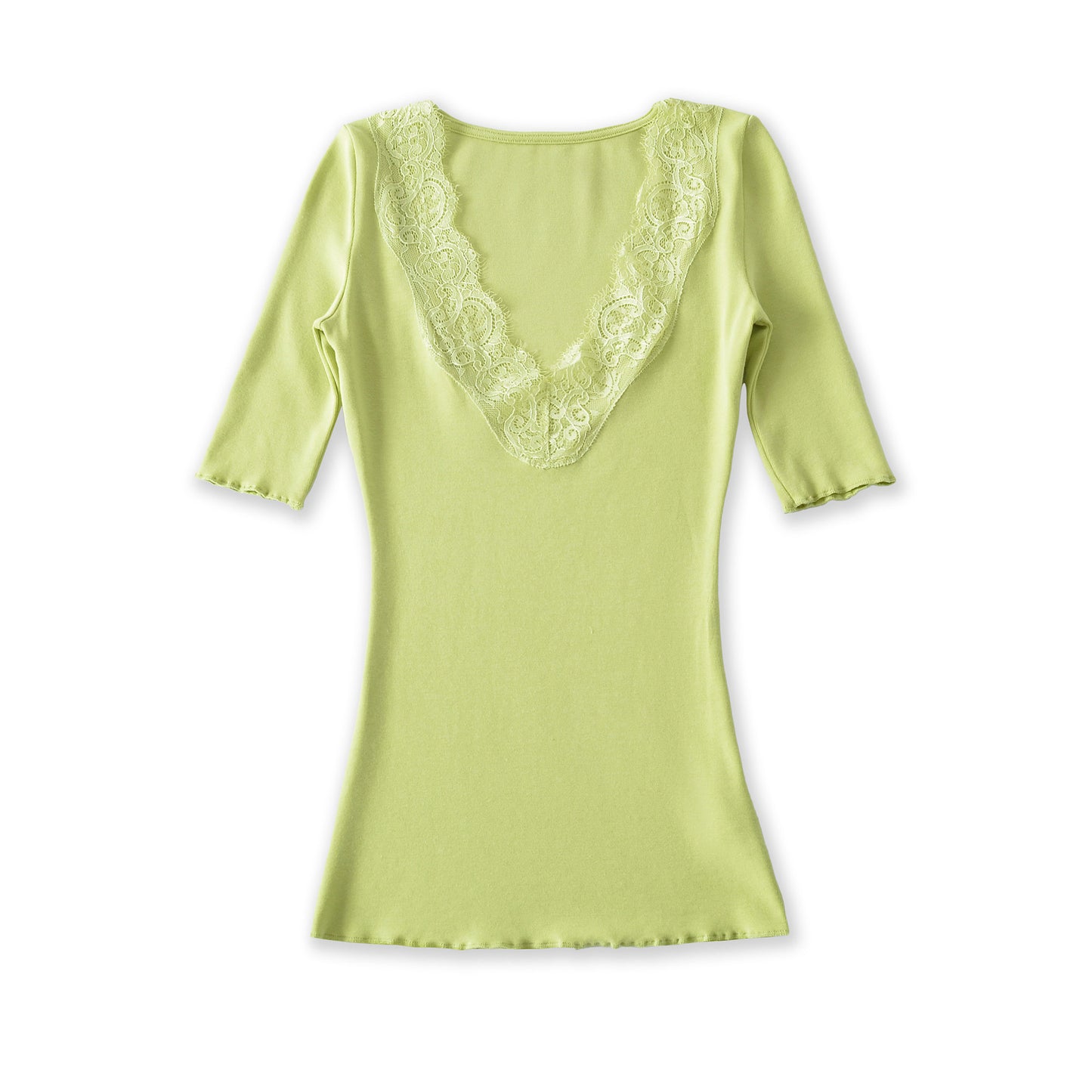 V-neck lace T-shirt