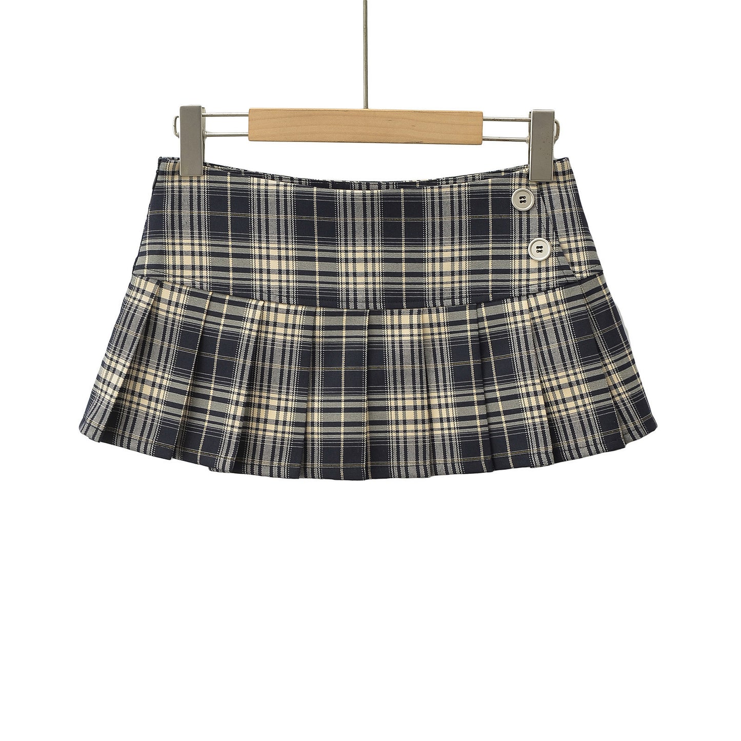 Plaid low waisted pleated skirt