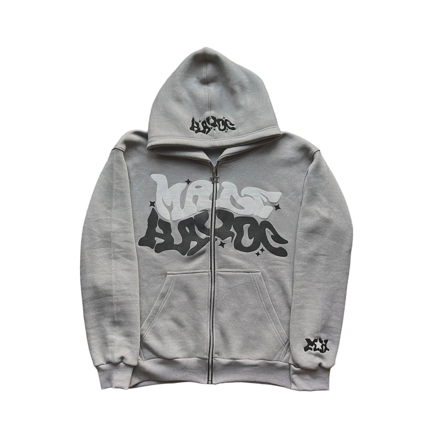 Sudadera con capucha y cremallera con estampado digital, estilo streetwear, Y2K, gótico, punk, hip-hop