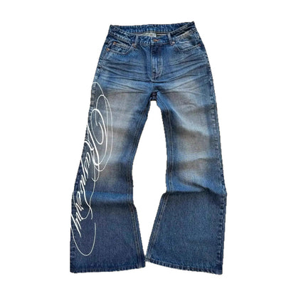 Letter print jeans y2k Harajuku fashion punk street floor pants