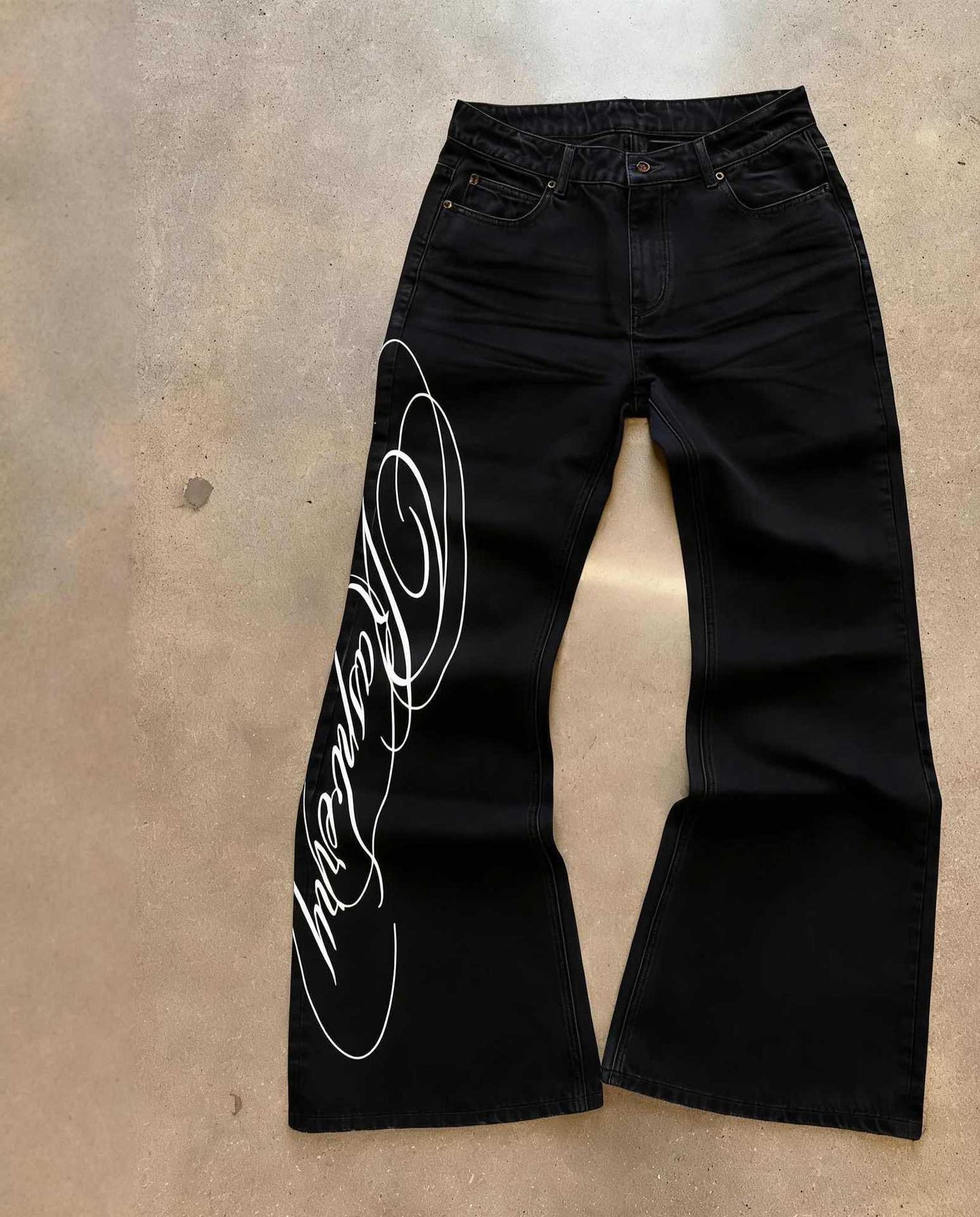 Letter print jeans y2k Harajuku fashion punk street floor pants