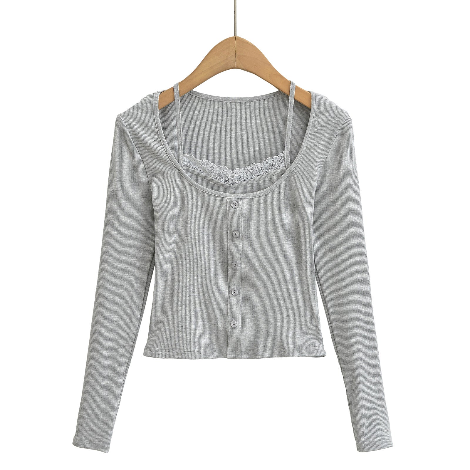 Slim lace lace long sleeved top
