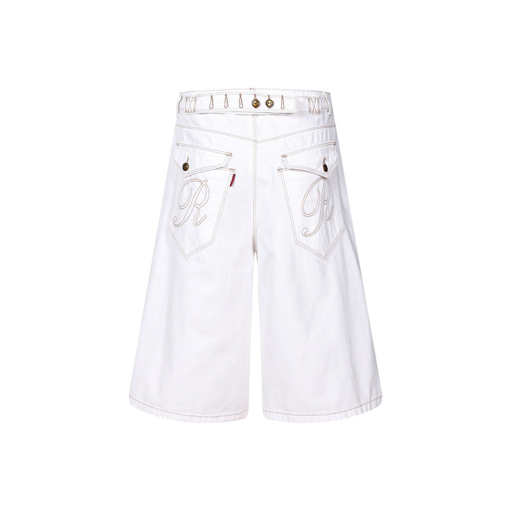 Loose denim shorts
