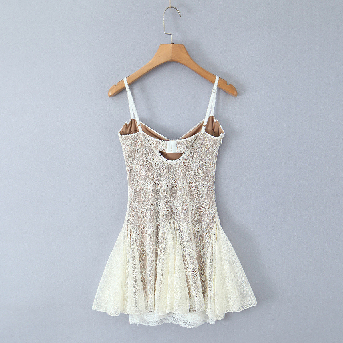 Fitted Lace Sheer Strapless Short Dress