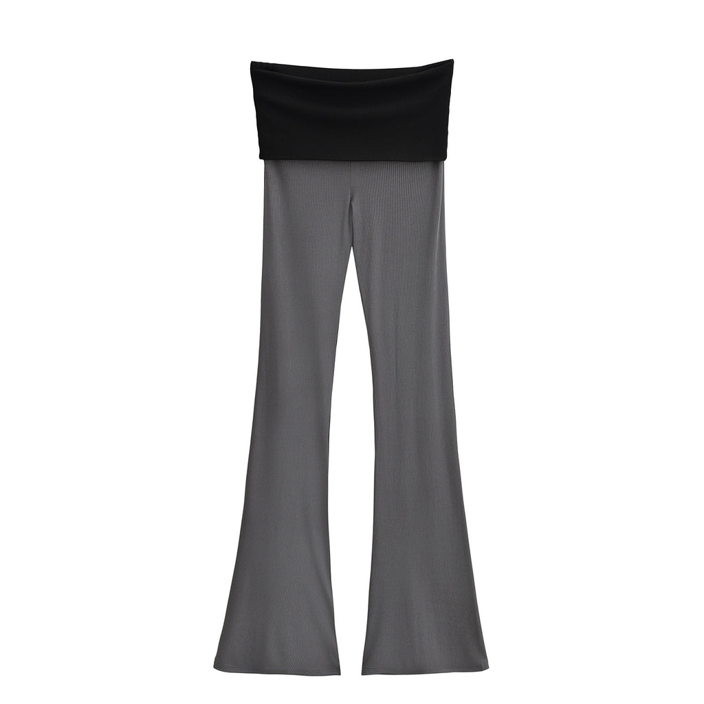 Color blocked waist low waist slightly flared pants for women
