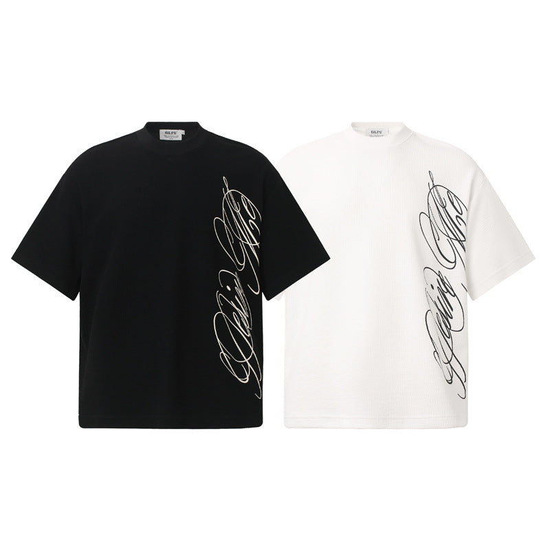 English letter printed short sleeved shirt