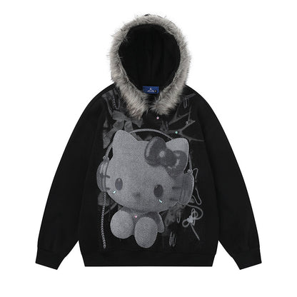 Sudadera con Capucha de Pelo Sintético Unisex, Oversized con Forro