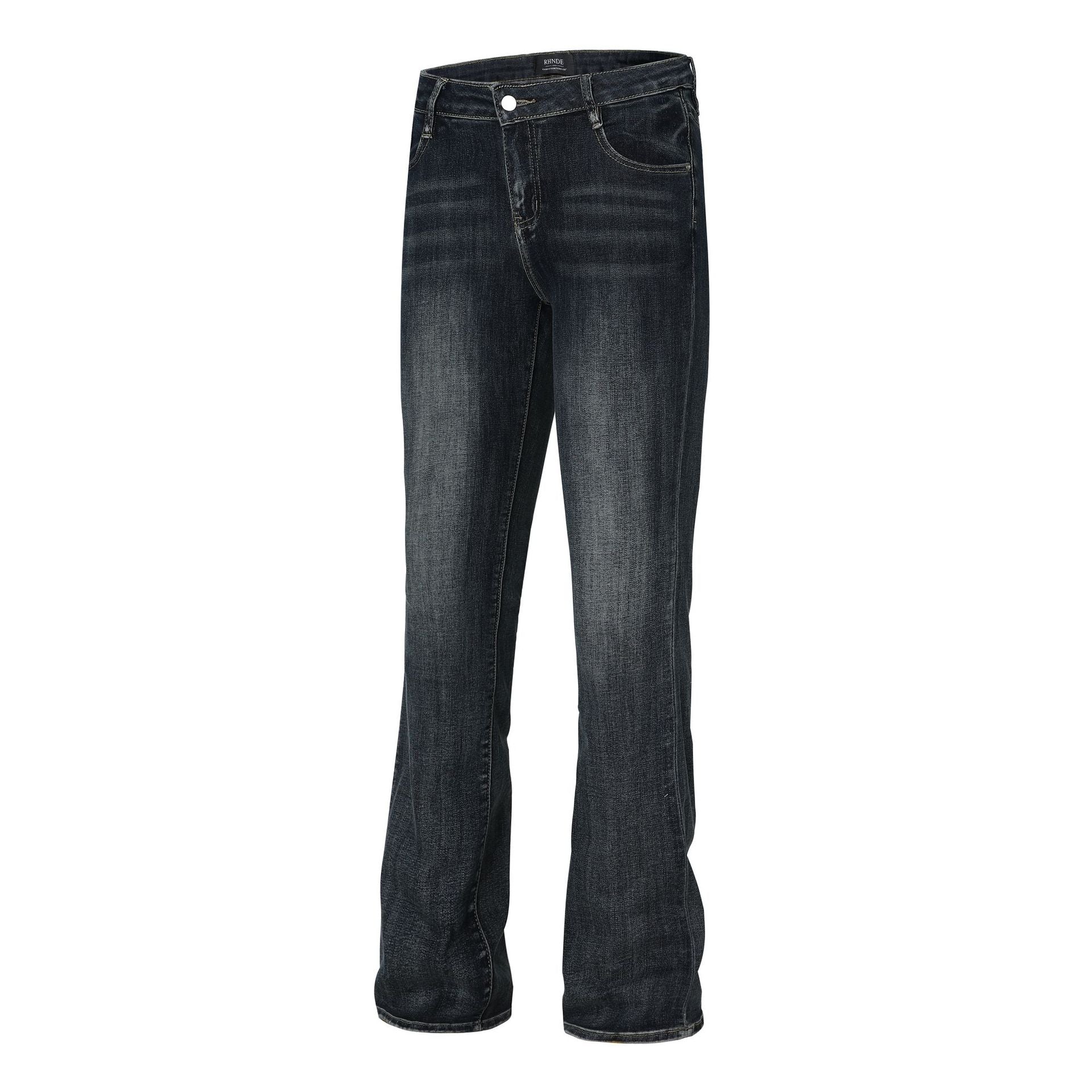 Classic flip low waist micro flared elastic jeans