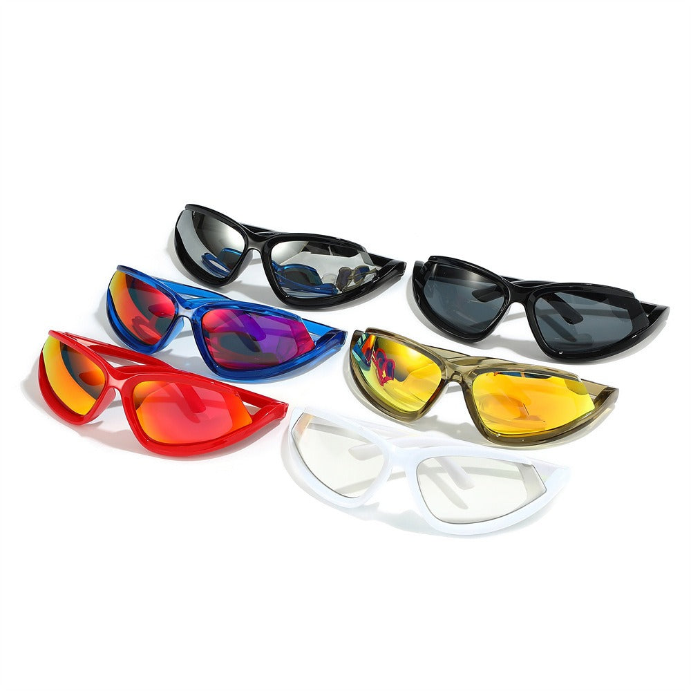 Cat-eye sunglasses European and American personality Y2K colorful coated hip-hop sports fashion glasses