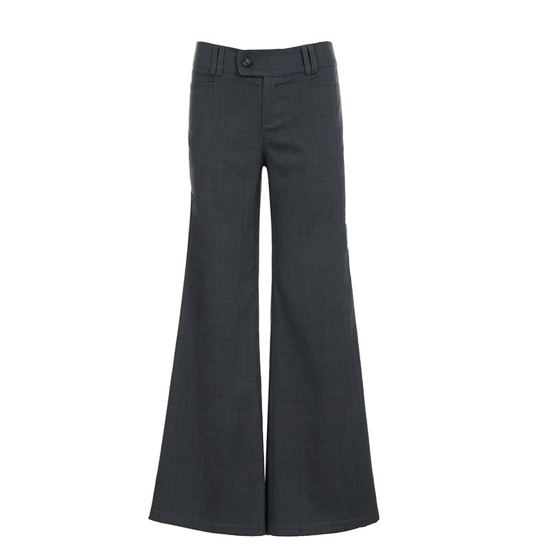 Low waist micro flared gray casual trousers