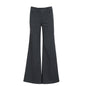 Pantalones casuales grises de tiro bajo micro acampanados