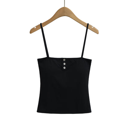 Sexy Metal Button Fitted Camisole Top