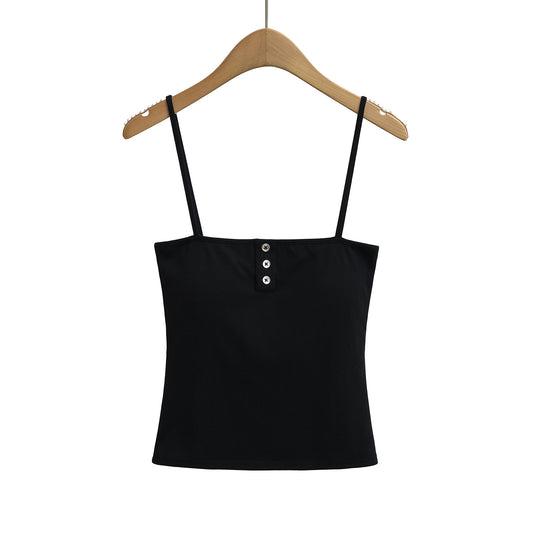 Sexy Metal Button Fitted Camisole Top