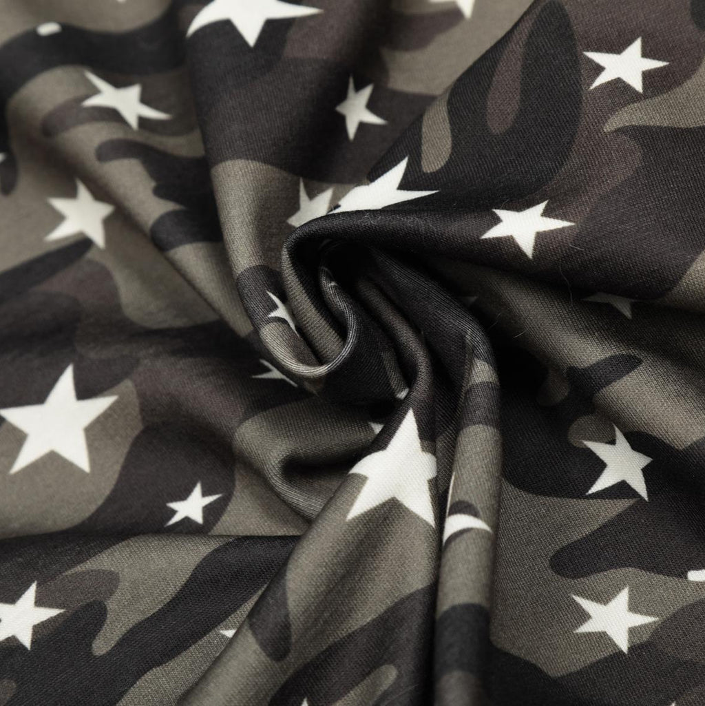 Camouflage star fur collar hooded sweatshirt short hoodie jacket