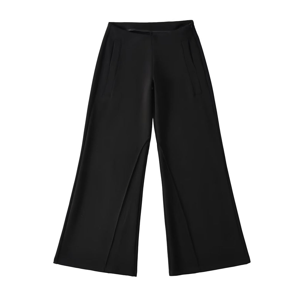 Loose Low Waist Straight Leg Flared Floor-Length Casual Pants