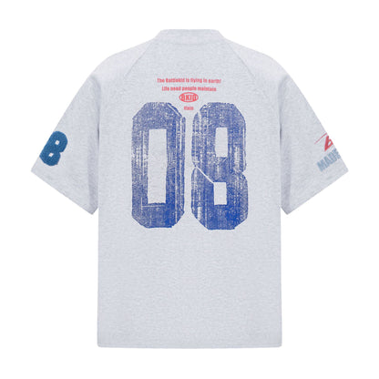 Camiseta estampada bordada Top de pareja perezosa del campus