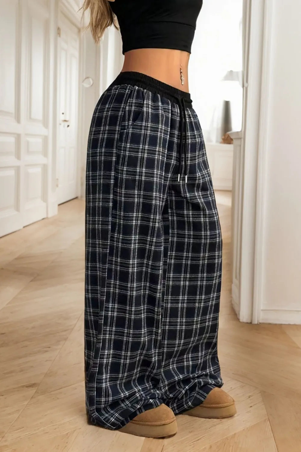 Pantalones Anchos de Cuadros