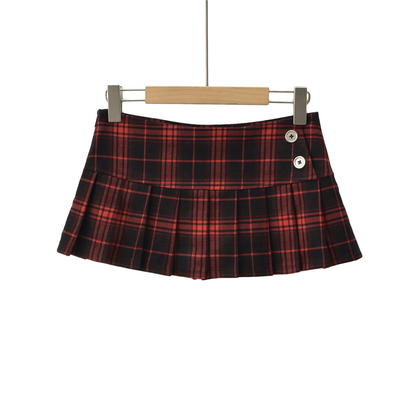 Plaid low waisted pleated skirt