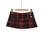 Plaid low waisted pleated skirt