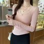Lace Trim V-Neck Knit Top for Women