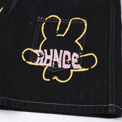 Pantalones cortos vaqueros estampados con grafitis de letras