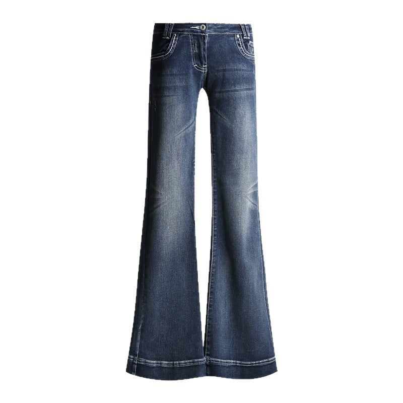 Low-Waist Flared Jeans  Elastic Slimming Trumpet Pants