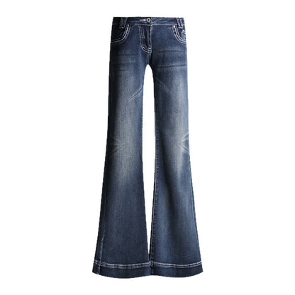 Low-Waist Flared Jeans  Elastic Slimming Trumpet Pants