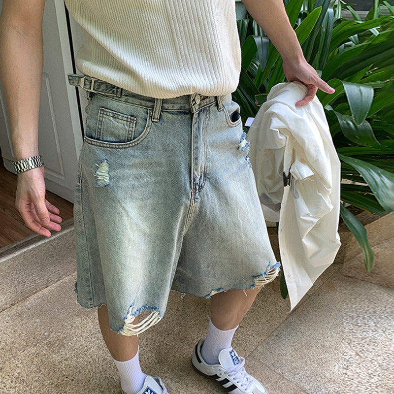 Shorts vaqueros desgastados y lavados