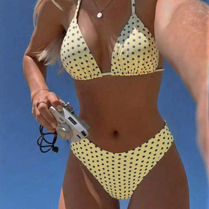 Traje de baño de bikini con estampado de lunares