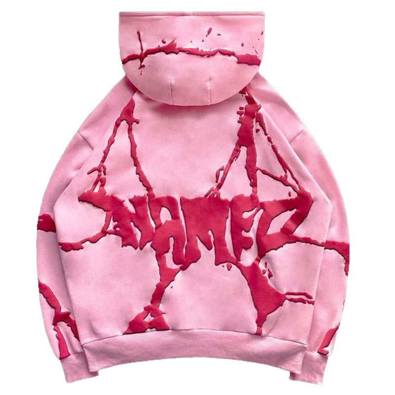 Sudadera con capucha de tres colores estampada con espuma de felpa