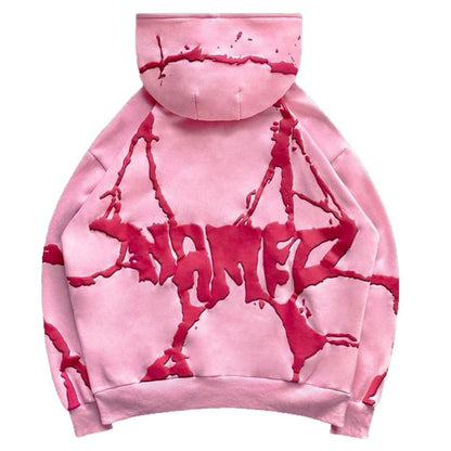 Sudadera con capucha de tres colores estampada con espuma de felpa