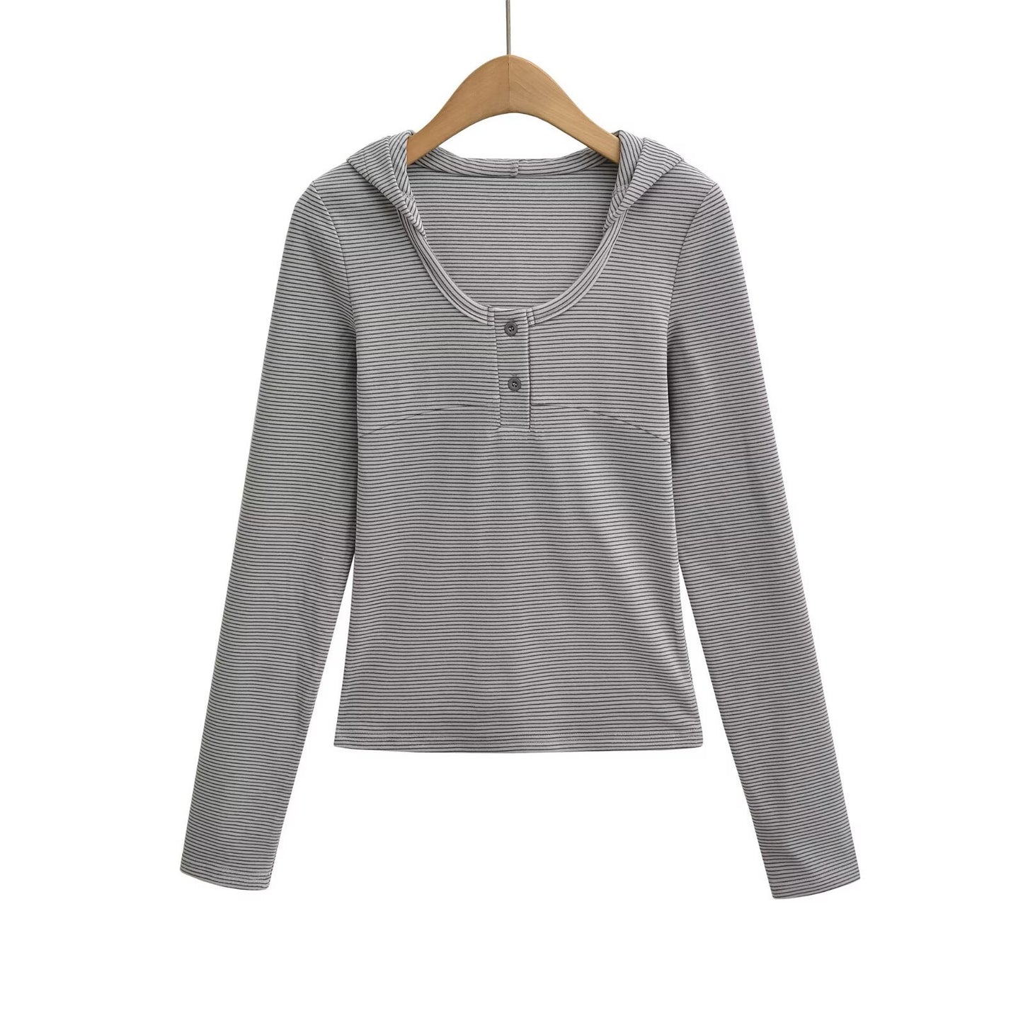 Top de manga larga a rayas retro con capucha