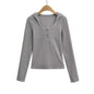 Top de manga larga a rayas retro con capucha