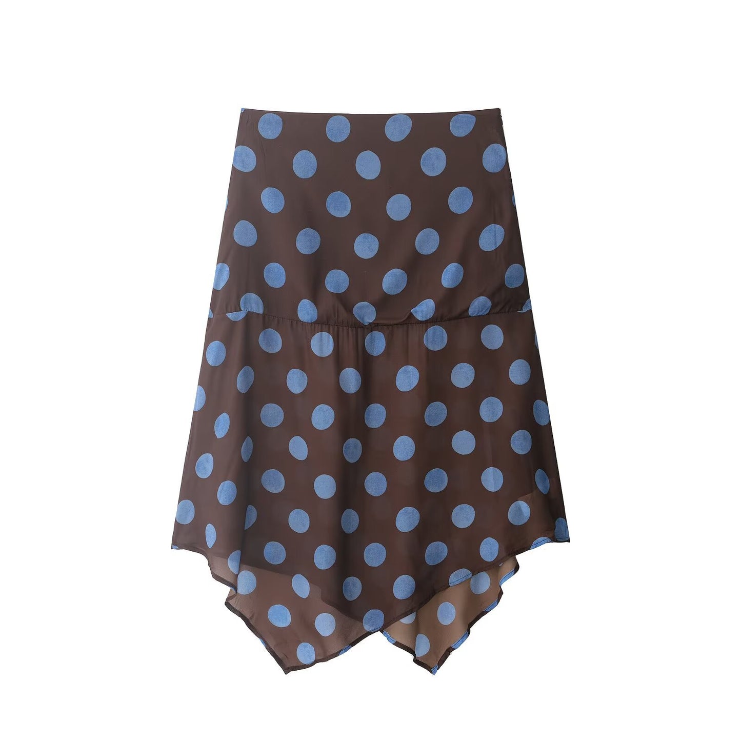 Conjunto de top halter retro de lunares y falda irregular de lunares