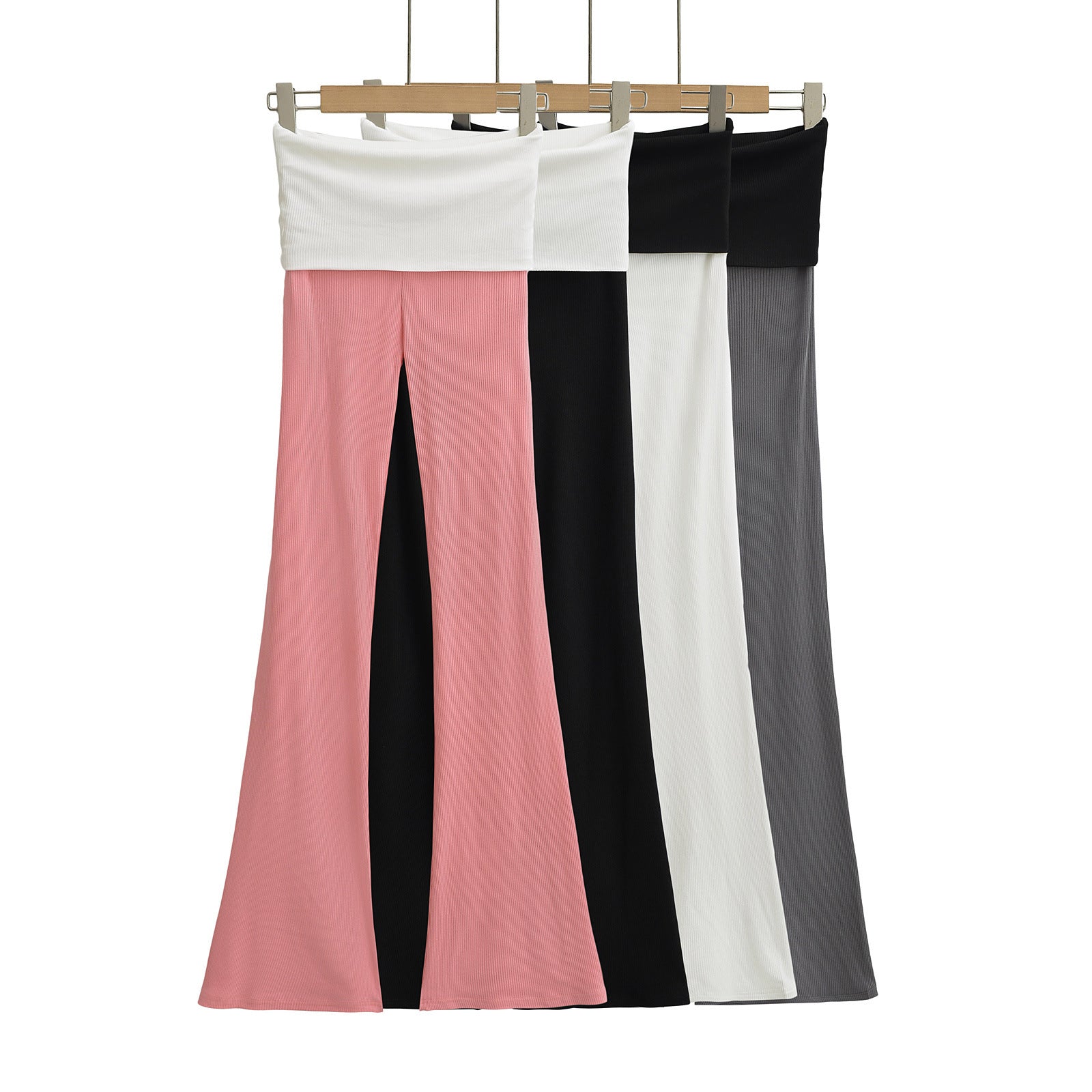 Color blocked waist low waist slightly flared pants for women