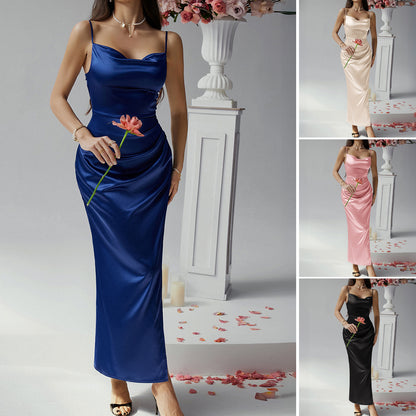 Vestido sexy casual liso con tirantes