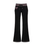 Pantalones holgados de rayas con cordón, cintura baja, pernera ancha y estilo tapered