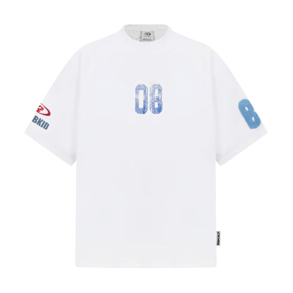 Camiseta estampada bordada Top de pareja perezosa del campus