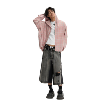 Pantalones cortos de mezclilla retro rotos