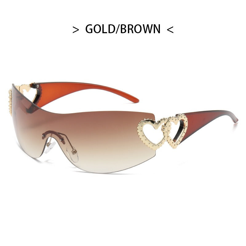 Fashion New One-Piece Sunglasses Y2K Millennium Hot Girl Style Rimless Sunglasses Vintage Modern Glasses