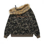 Neck Hoodie  Design with Detachable Fur Collar Casual Top