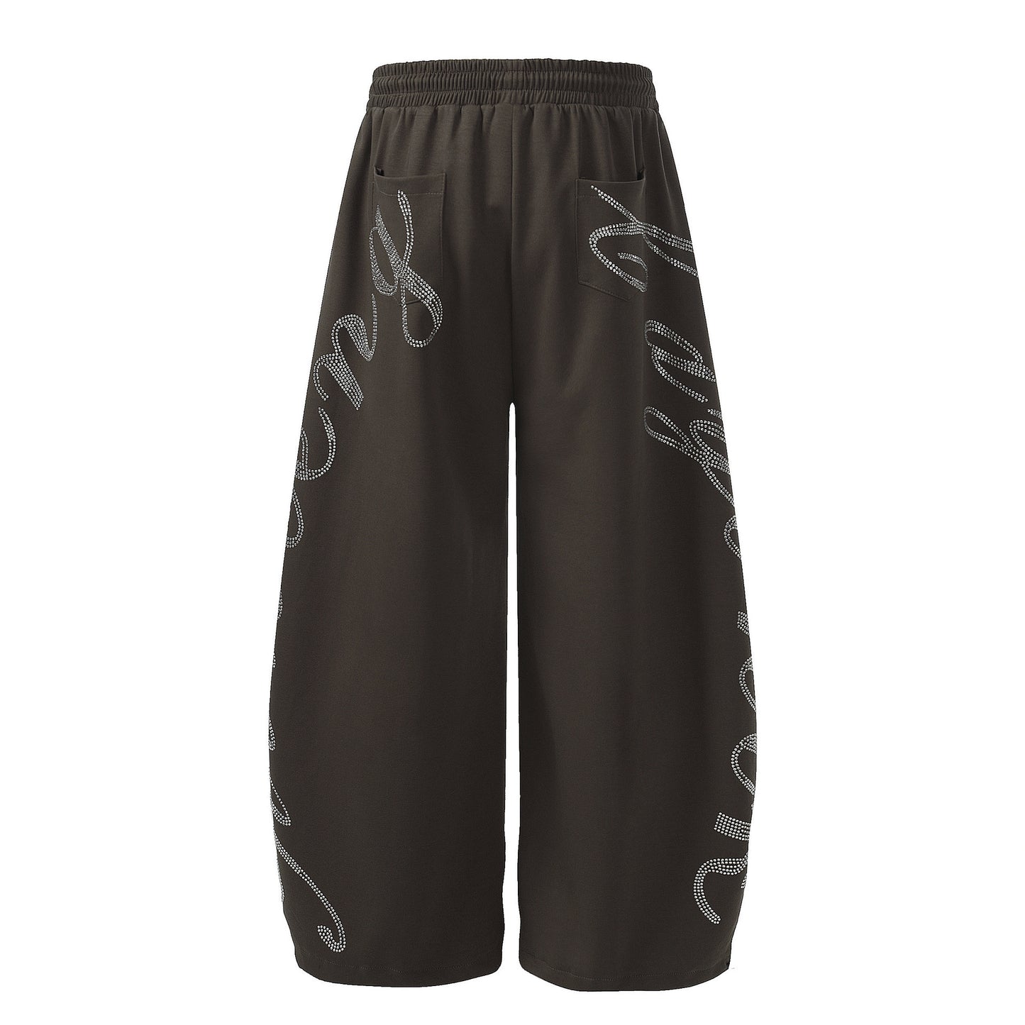 Letter hot stamping diamond drawstring curved knife sweatpants