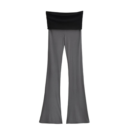 Pantalones acampanados de tiro bajo con bloques de color