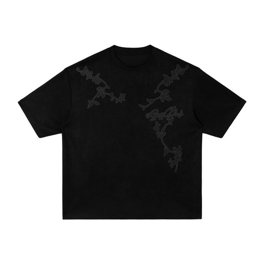 Camiseta Vintage Moda Terciopelo Suelto Oversized Manga Corta