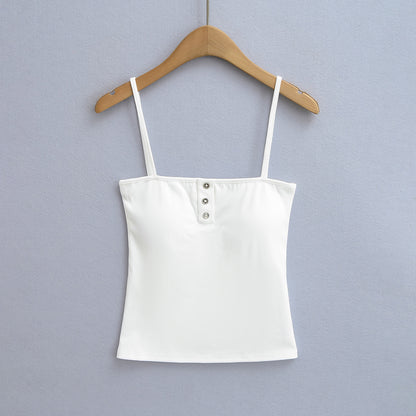 Sexy Metal Button Fitted Camisole Top