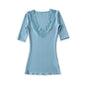 V-neck lace T-shirt