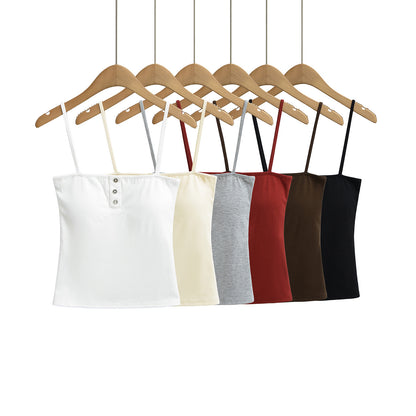 Sexy Metal Button Fitted Camisole Top