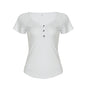 Striped V-neck short sleeved T-shirt