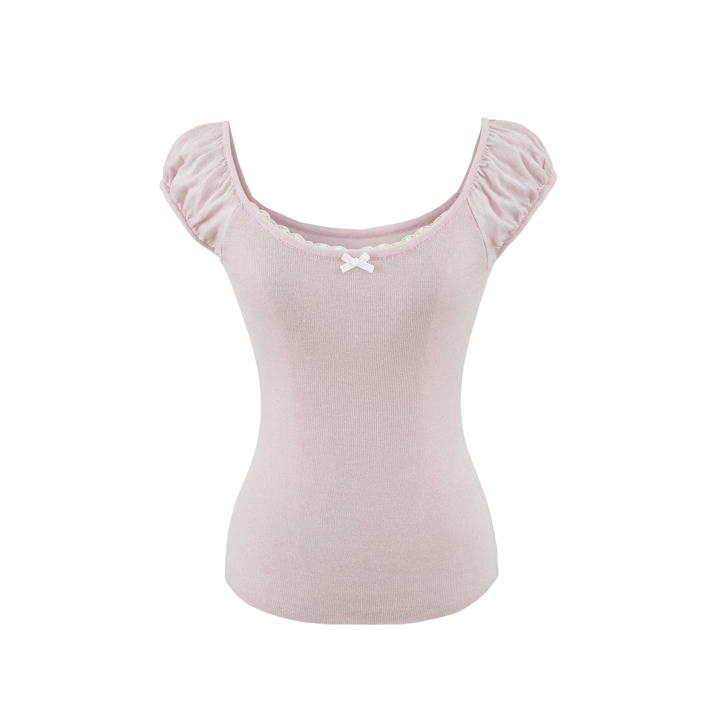Butterfly Lace Knit T-Back Vest Women  Sweet Short Sleeve Off-Shoulder Top Slim Fit Cropped Babydoll Shirt